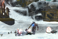 Battling players and Kromzek in the tundra